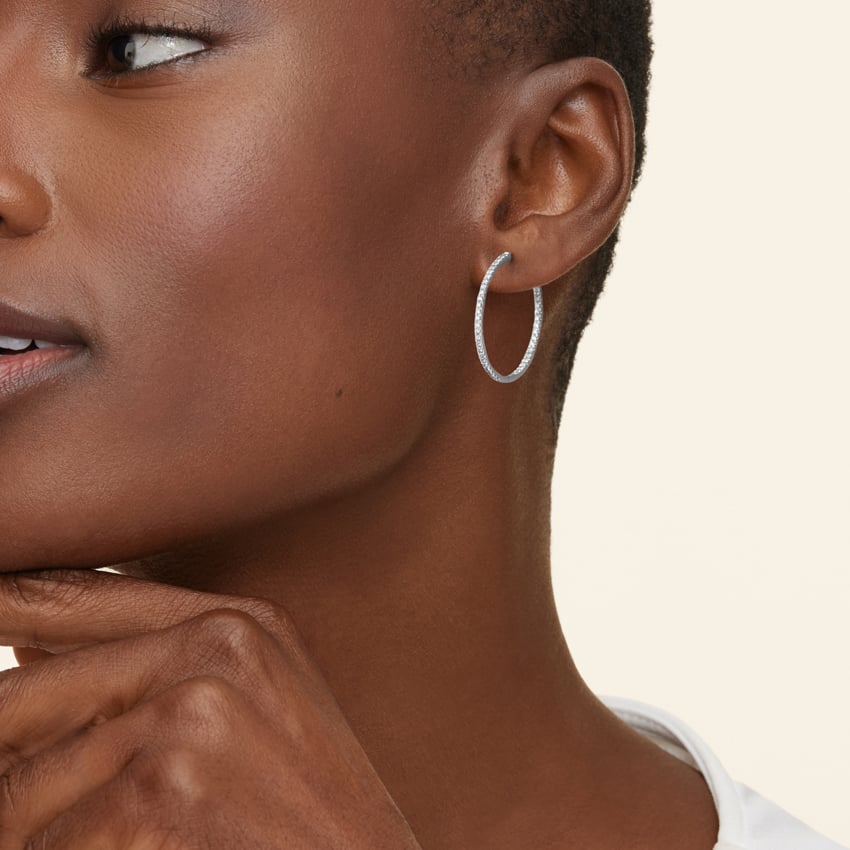 Medium Hoop Diamond Earrings